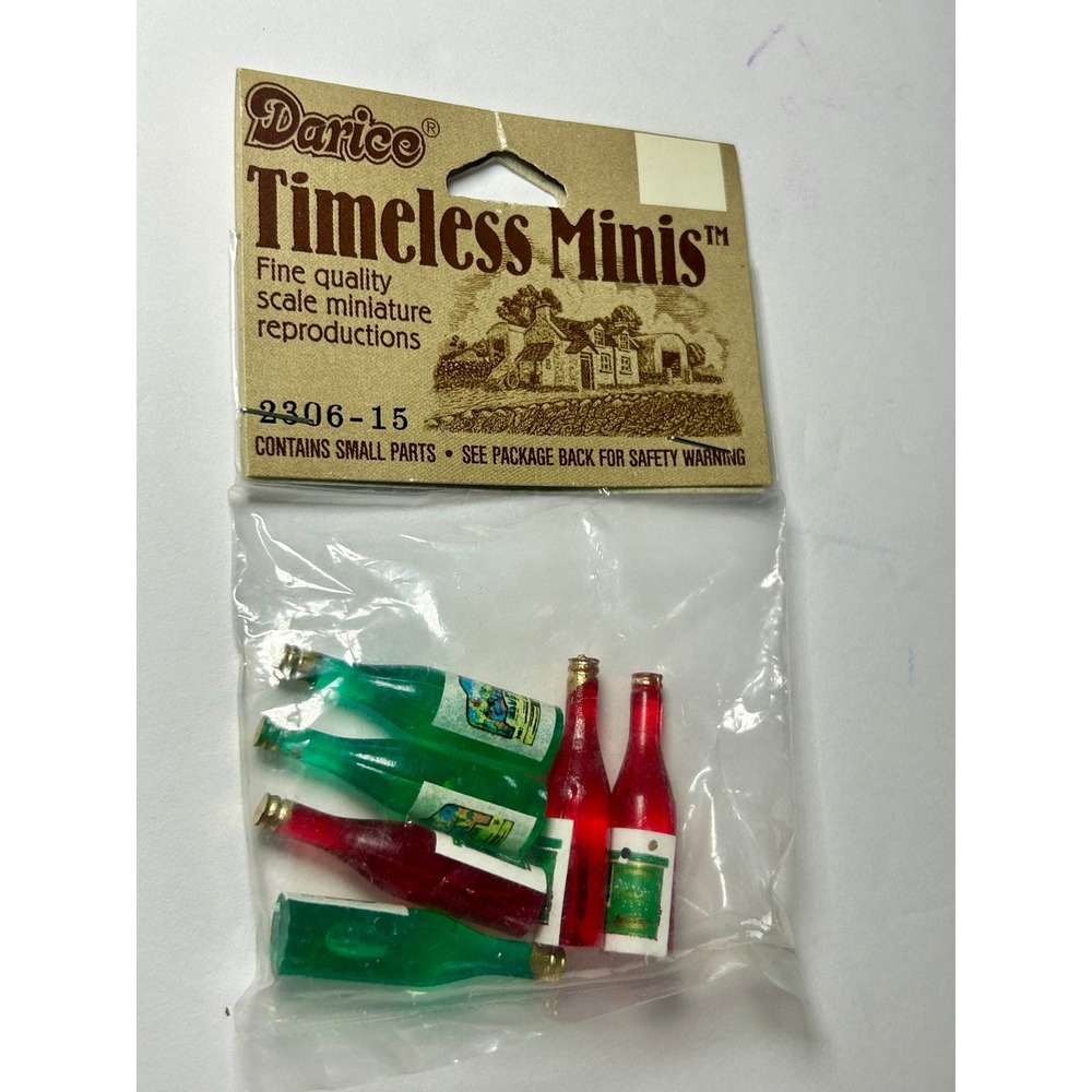 Darice Timeless Minis Miniature Wine Bottles 6 Piece Set 2306-15 Red Green
